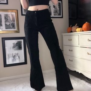Black Real Suede Mid Rise Pants 26